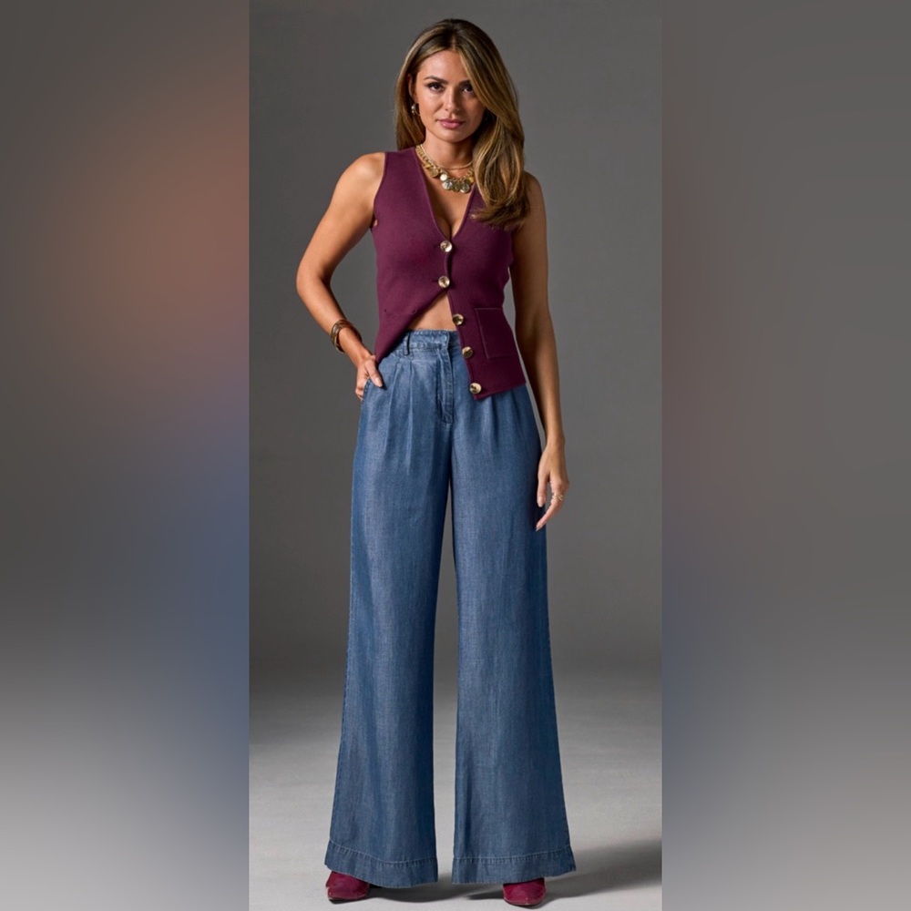 Boston Proper Wide Leg Drapey Denim Pant